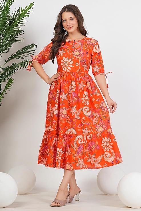 All-Over Floral Printed A-Line Dress