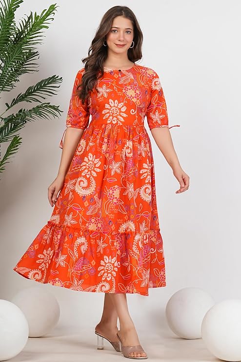 All-Over Floral Printed A-Line Dress