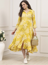 Olive Rayon Printed Straight Dress