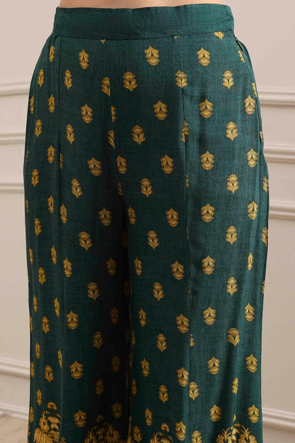 Green Printed Straight Sharara Suit Set